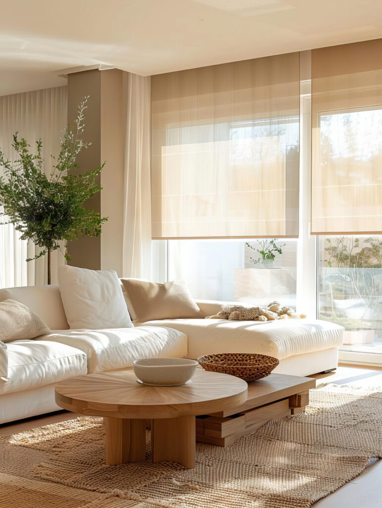Melissa, TX Custom Shades and Curtains for Homes 1 Minimalist Window Treatments A living room with minimalist window treatments like sheer curtains or blinds